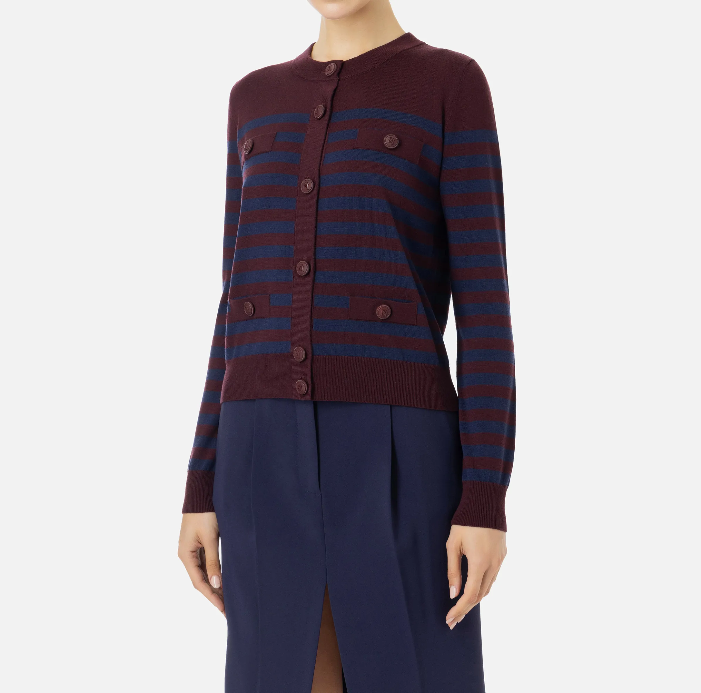Cardigan in lana a righe
