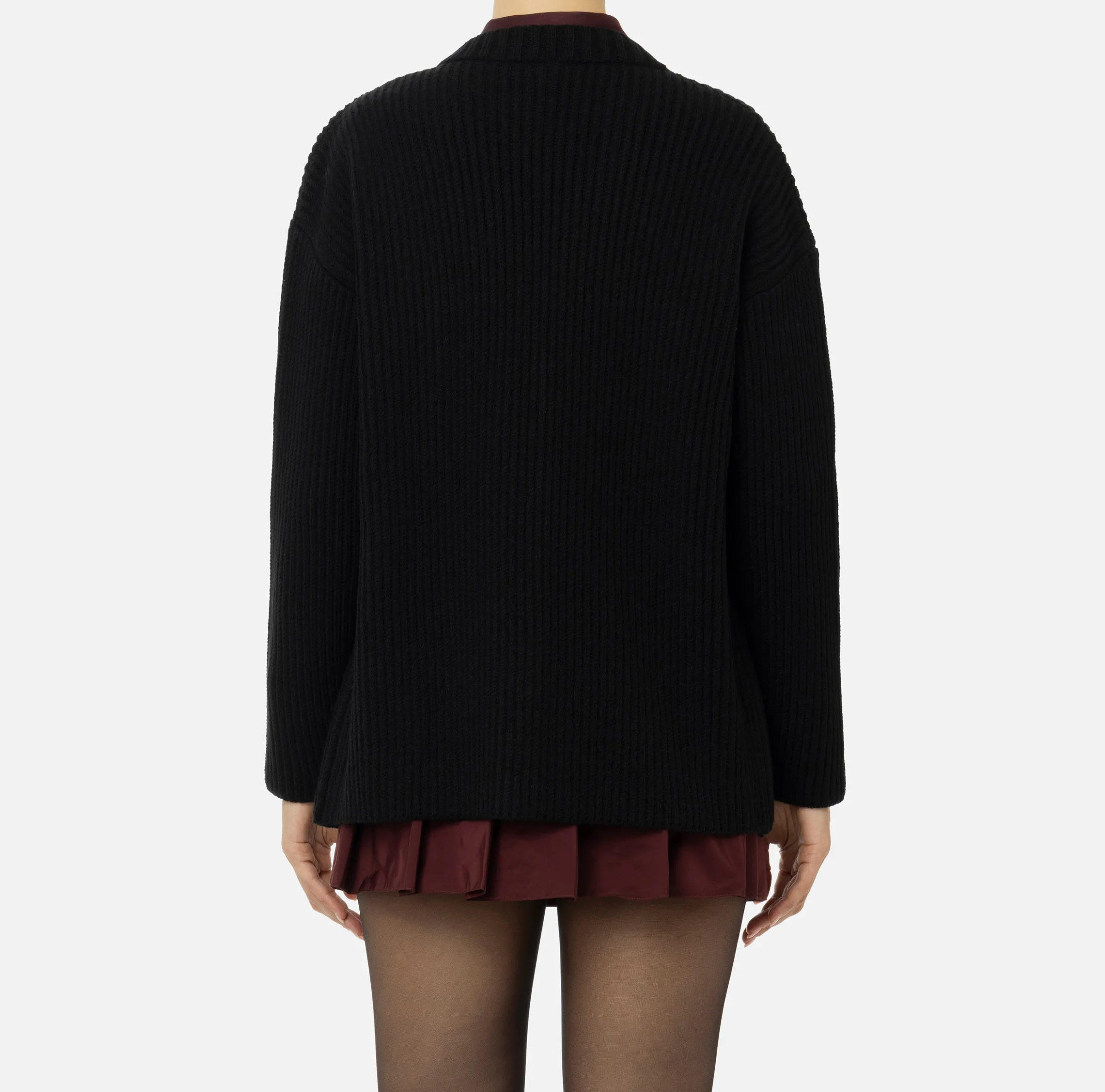 Cardigan in lana costa inglese con patch logo