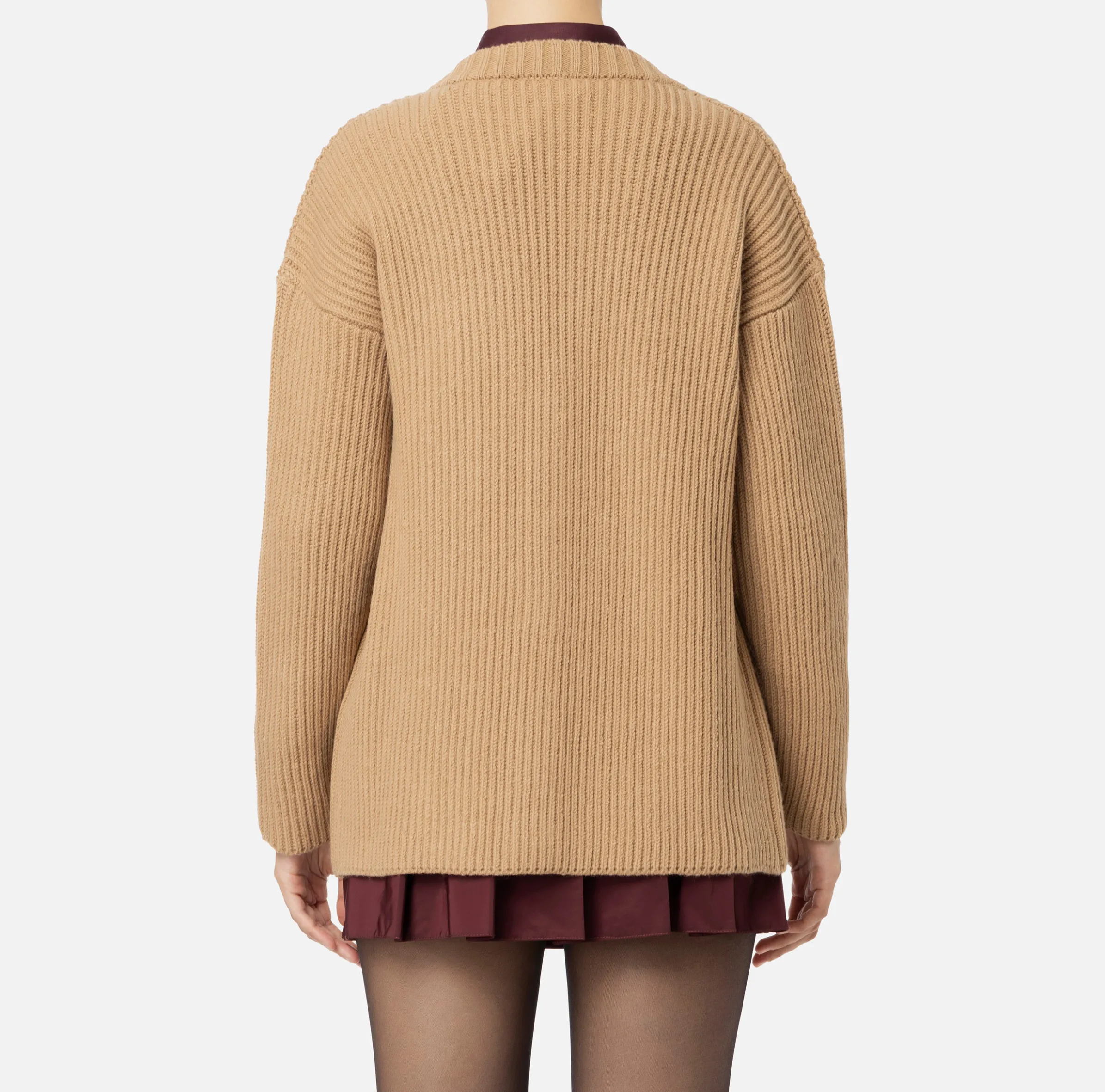 Cardigan in lana costa inglese con patch logo