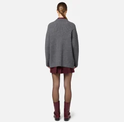 Cardigan in lana costa inglese con patch logo