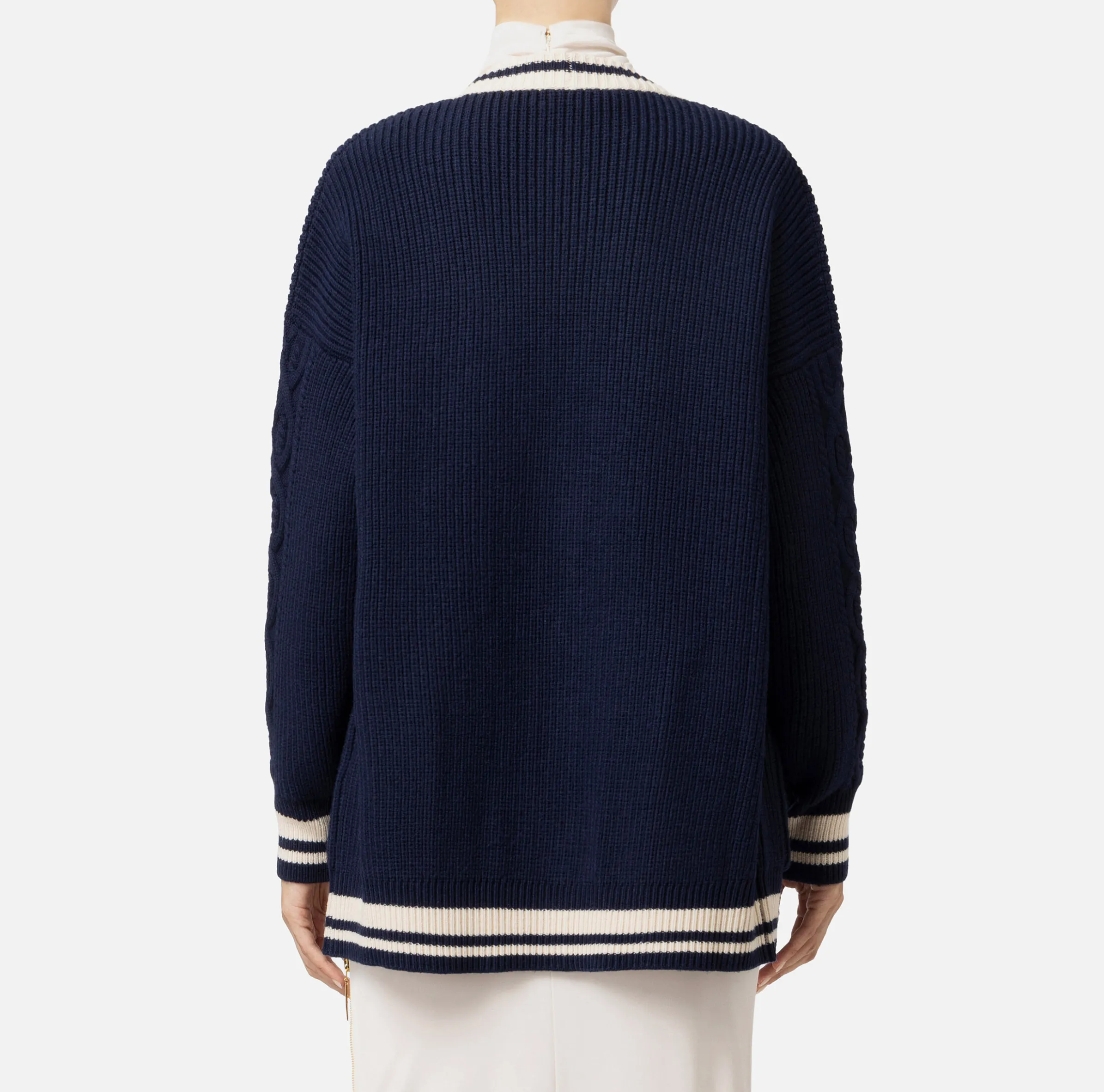 Cardigan in lana tipo college