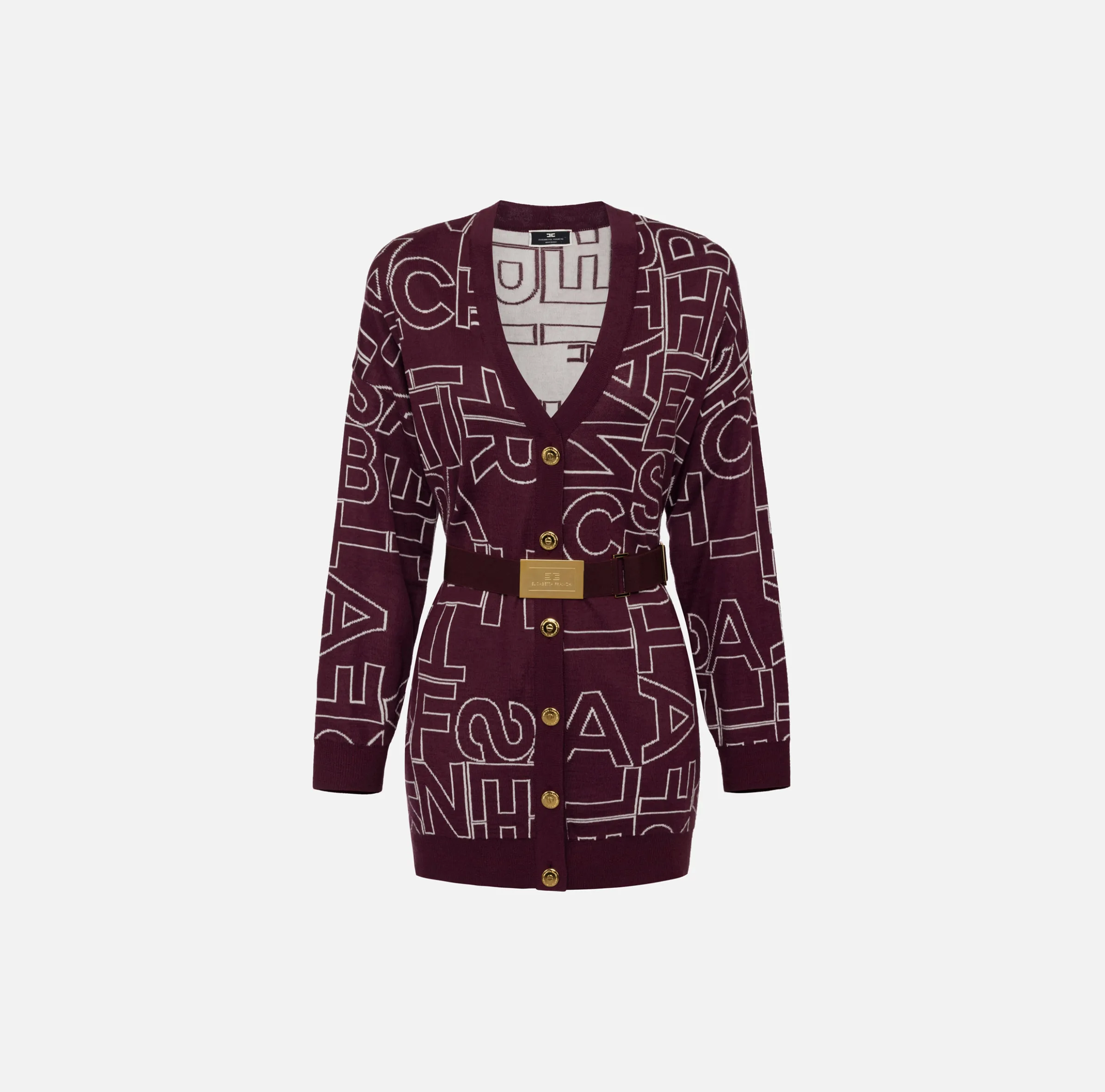 Cardigan in misto lana lettering