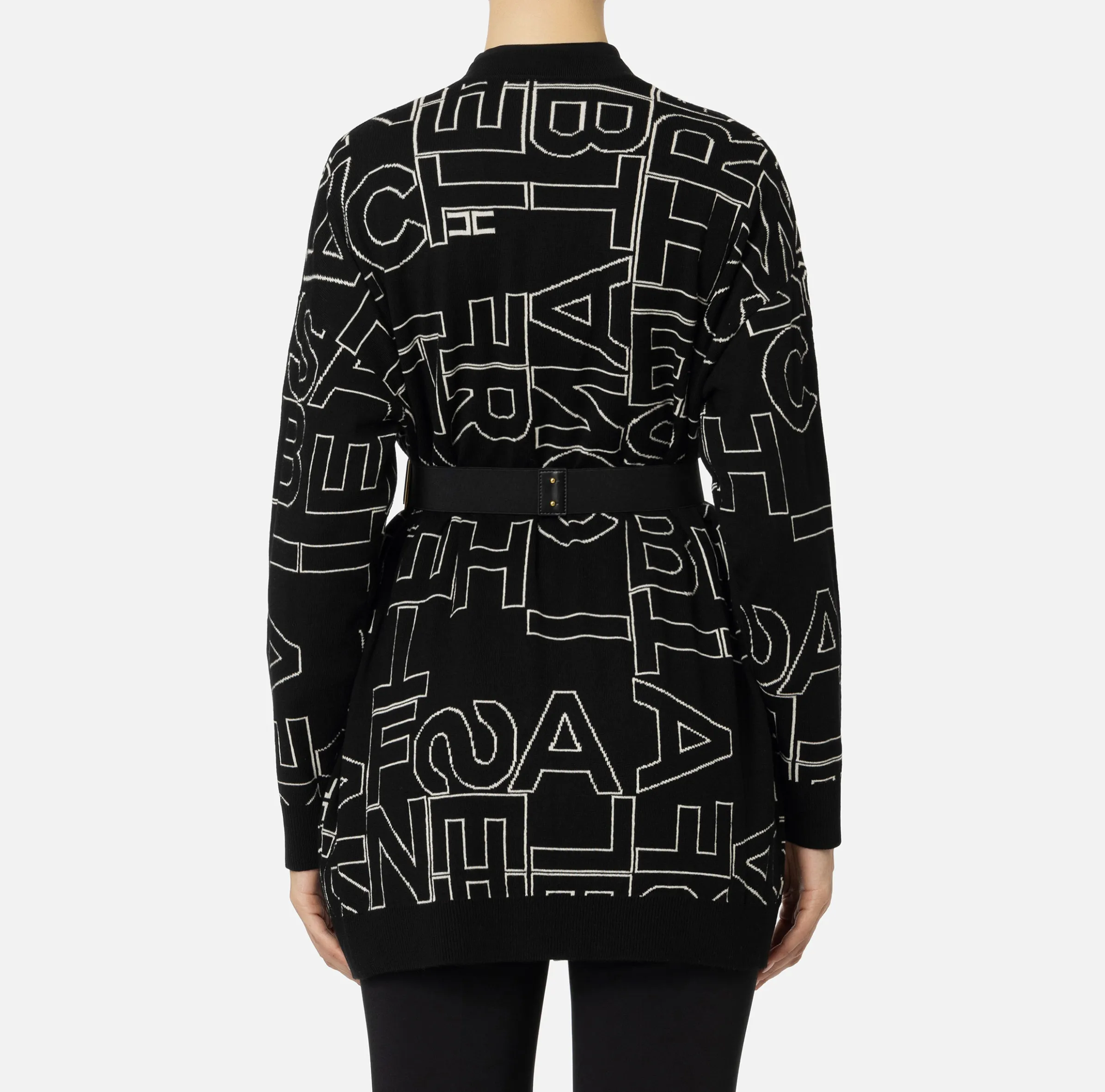 Cardigan in misto lana lettering