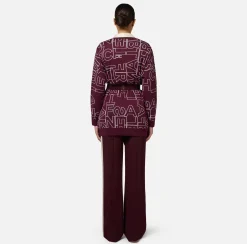 Cardigan in misto lana lettering