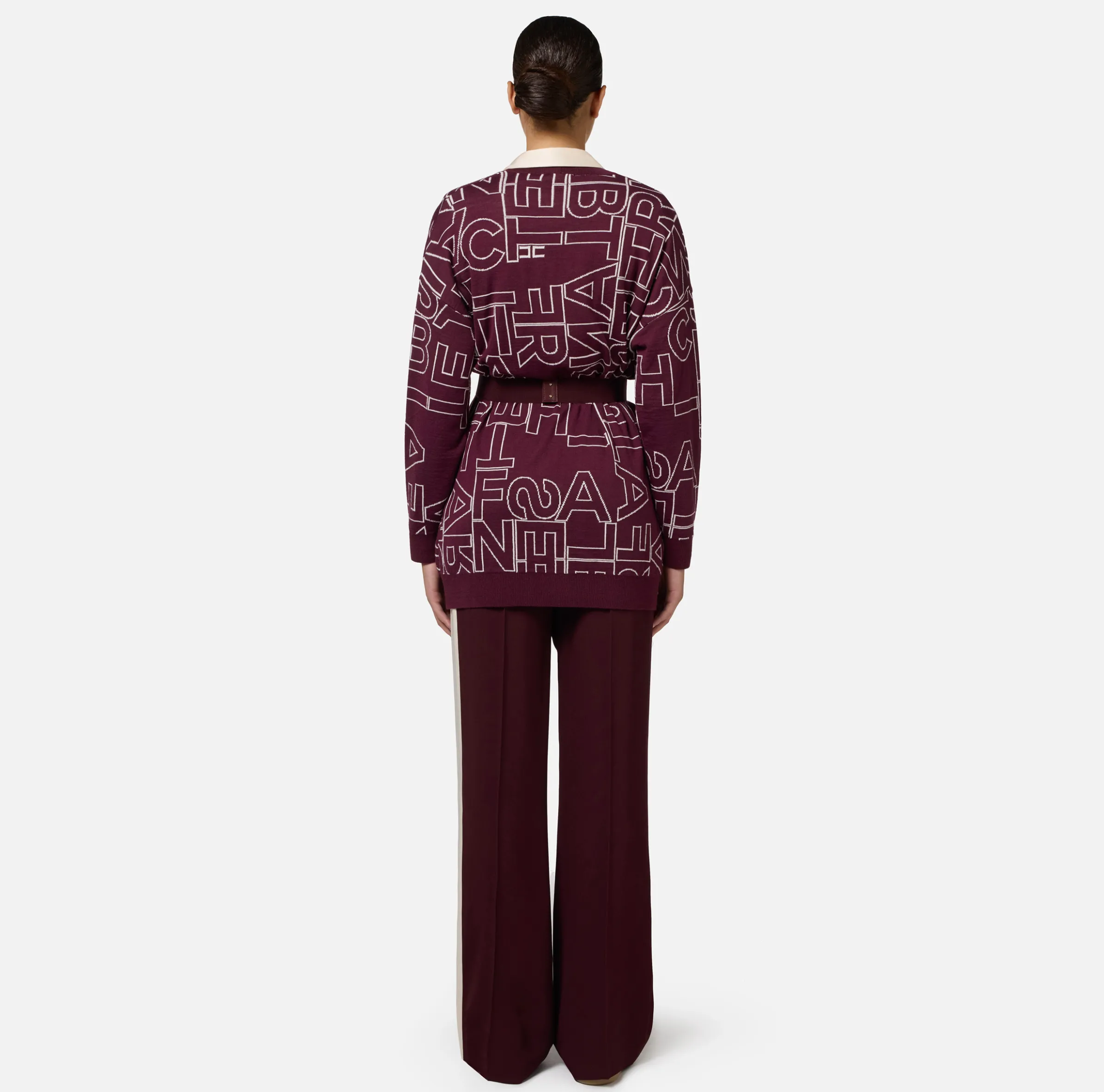 Cardigan in misto lana lettering
