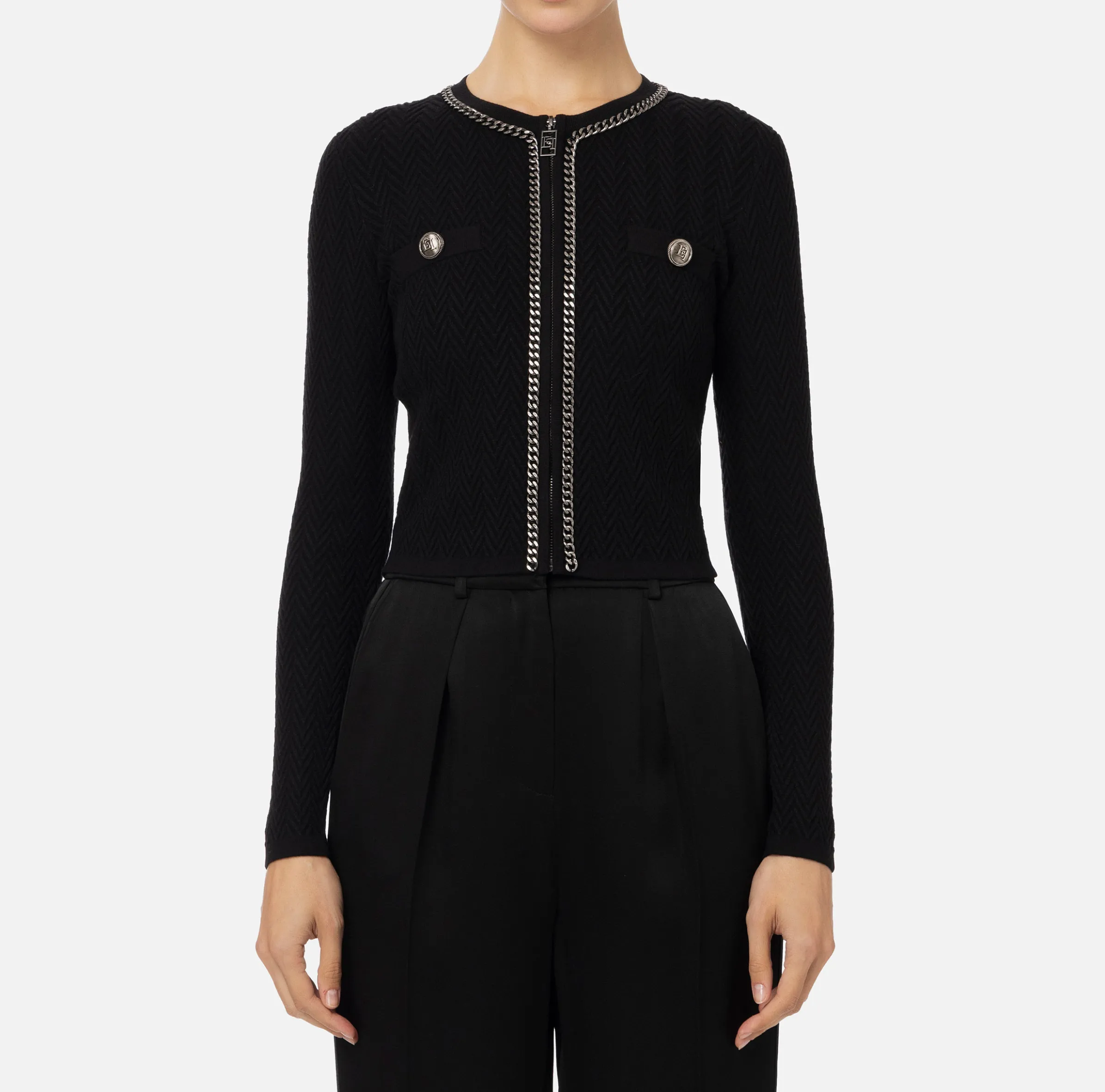 Cardigan in misto viscosa con punto resca
