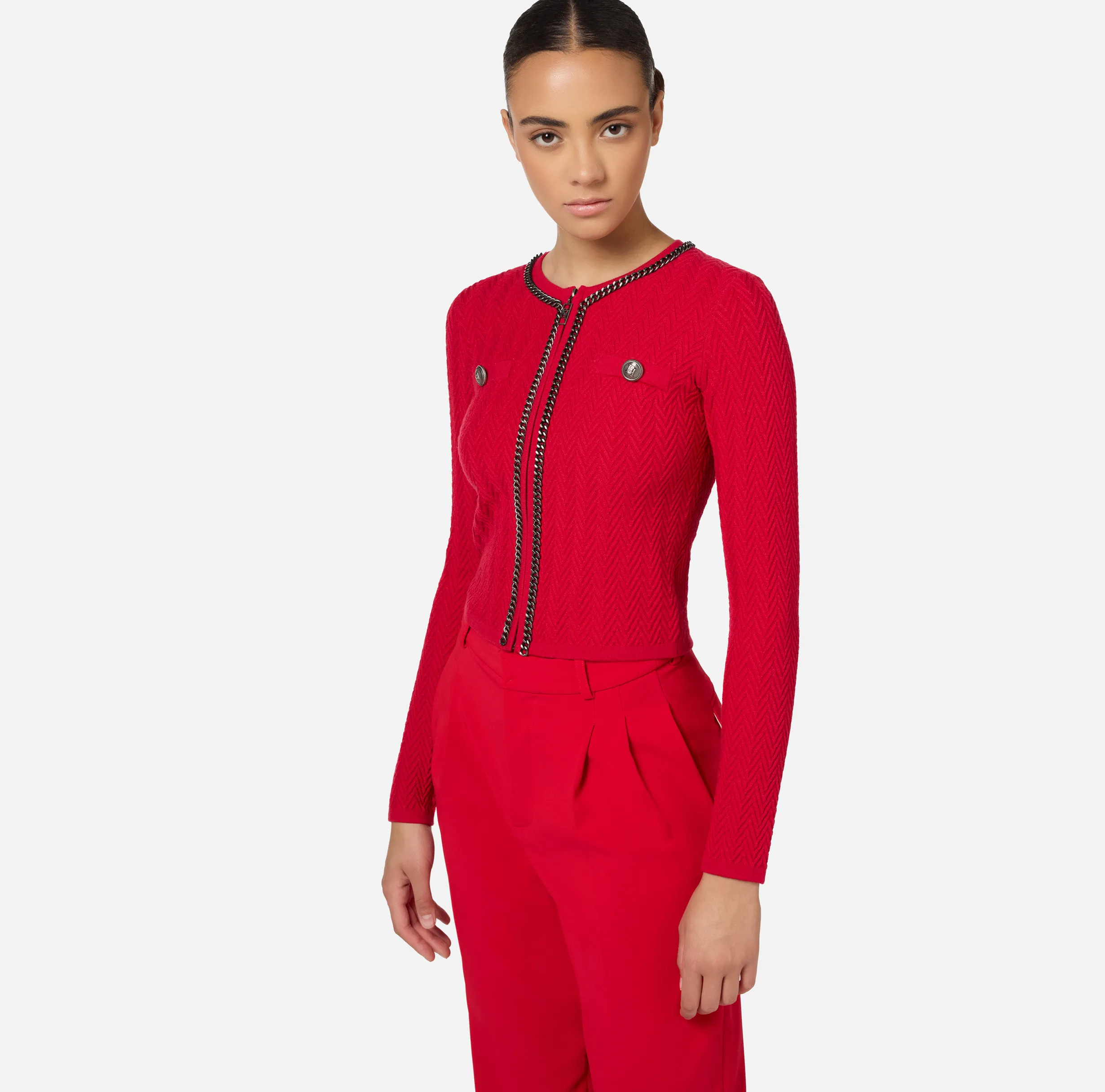 Cardigan in misto viscosa con punto resca