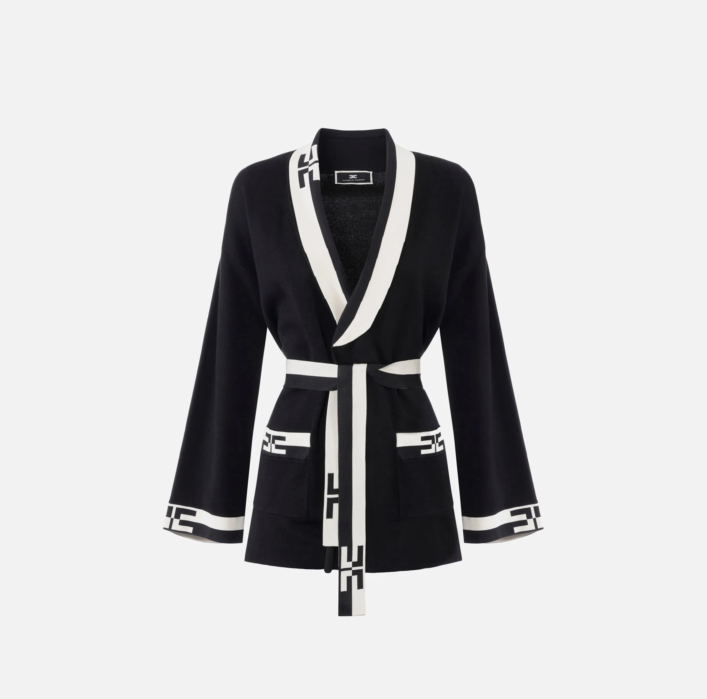 Cardigan in viscosa con bande logo
