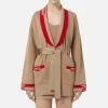 Cardigan in viscosa con bande logo