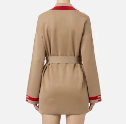 Cardigan in viscosa con bande logo