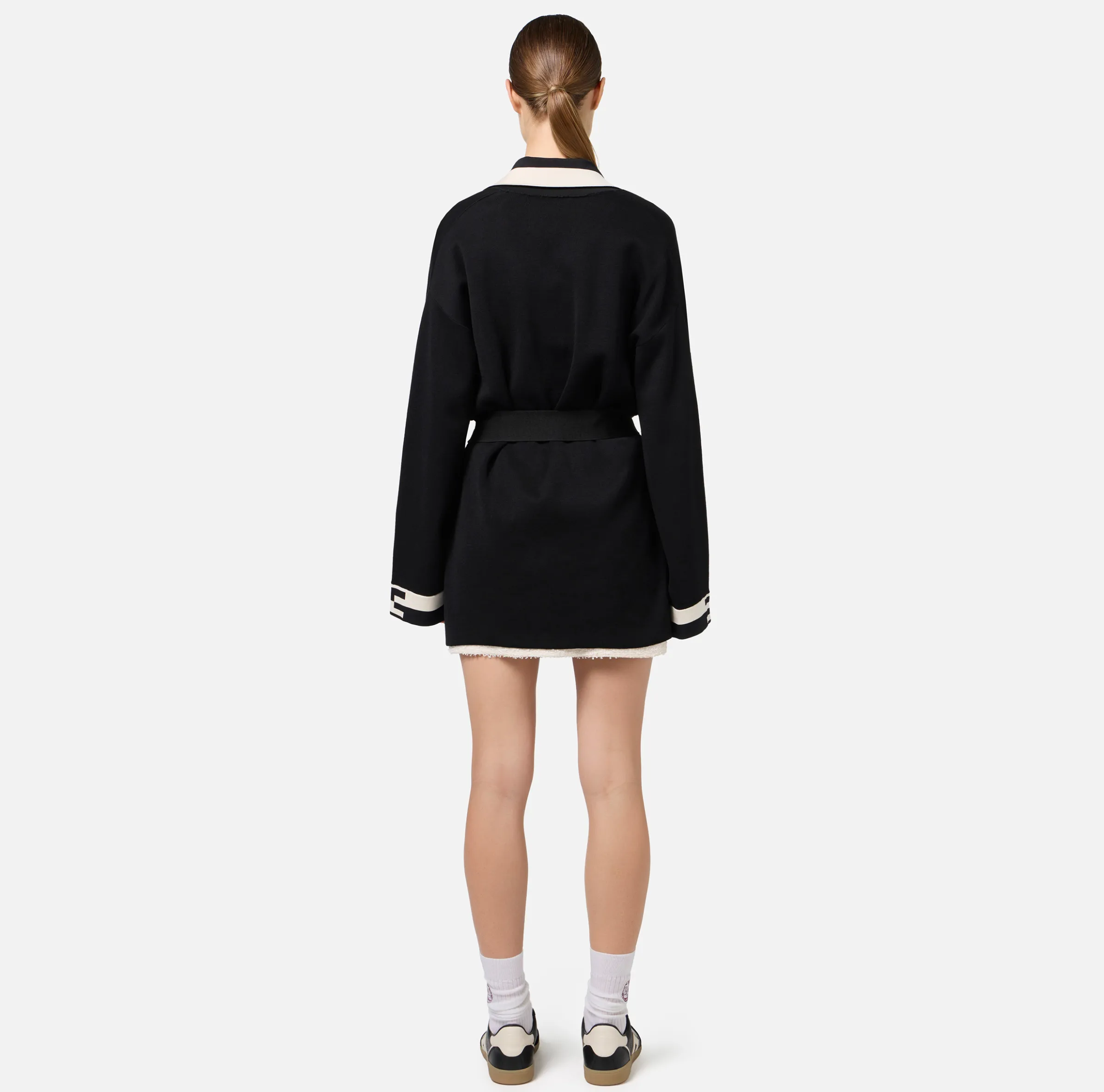 Cardigan in viscosa con bande logo