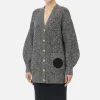 Cardigan in viscosa mouliné con patch logo