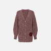 Cardigan in viscosa mouliné con patch logo
