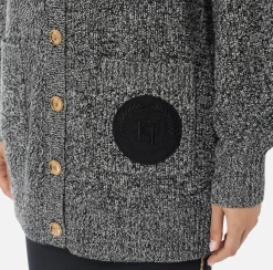 Cardigan in viscosa mouliné con patch logo