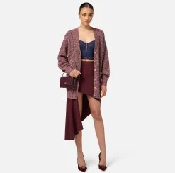 Cardigan in viscosa mouliné con patch logo