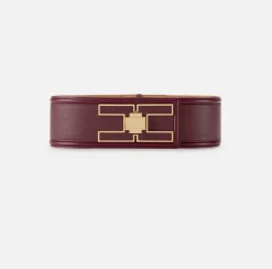 Cintura alta in pelle con girello logo