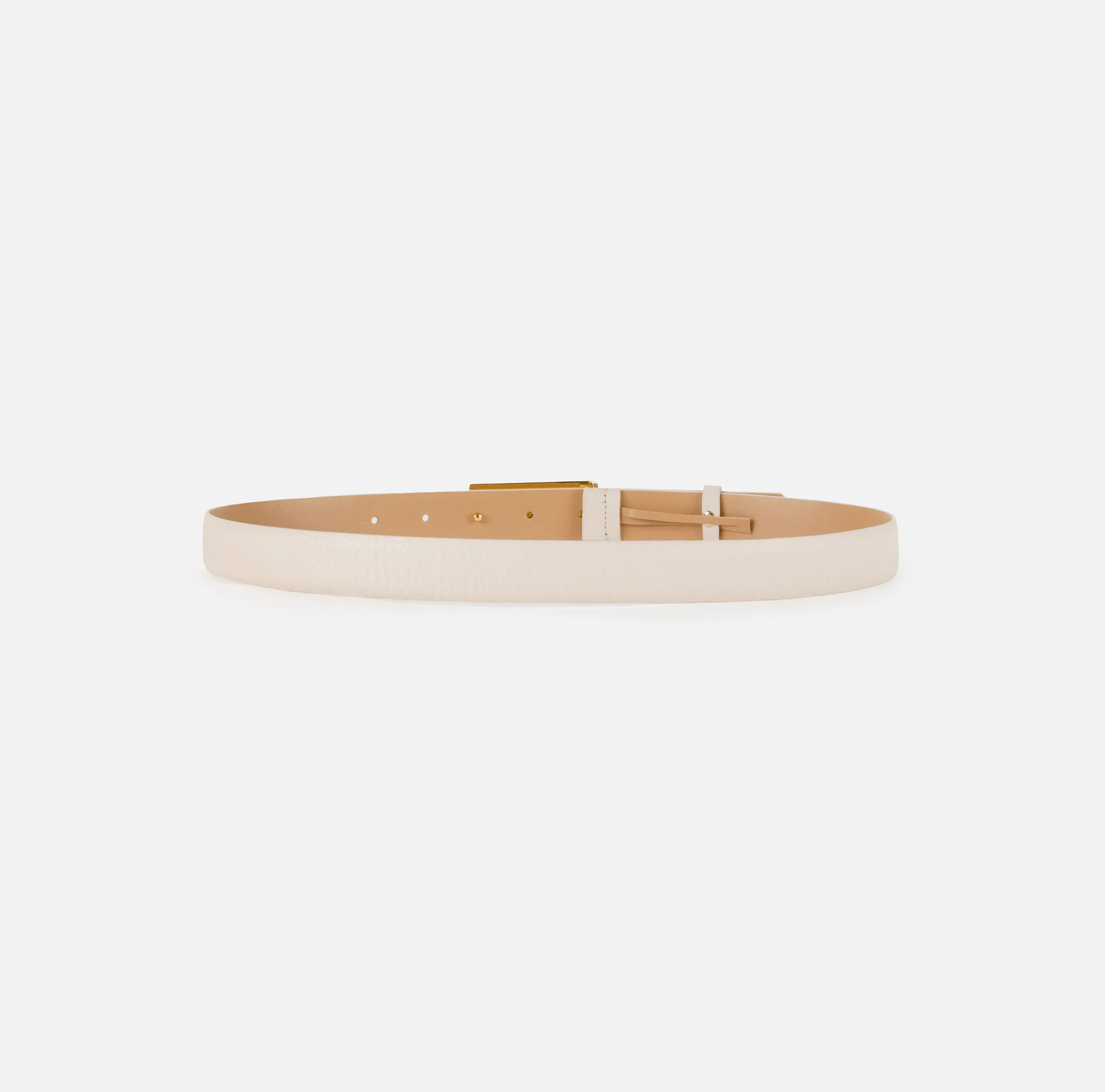 Cintura in pelle con placca logo smaltata