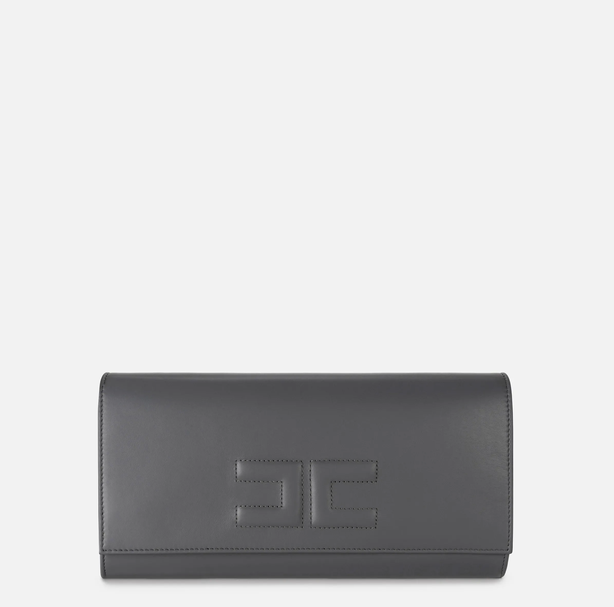 Clutch baguette in nappa con logo embossed