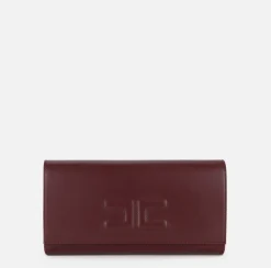 Clutch baguette in nappa con logo embossed