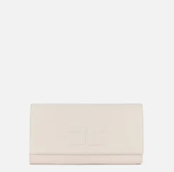 Clutch baguette in nappa con logo embossed