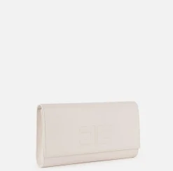 Clutch baguette in nappa con logo embossed