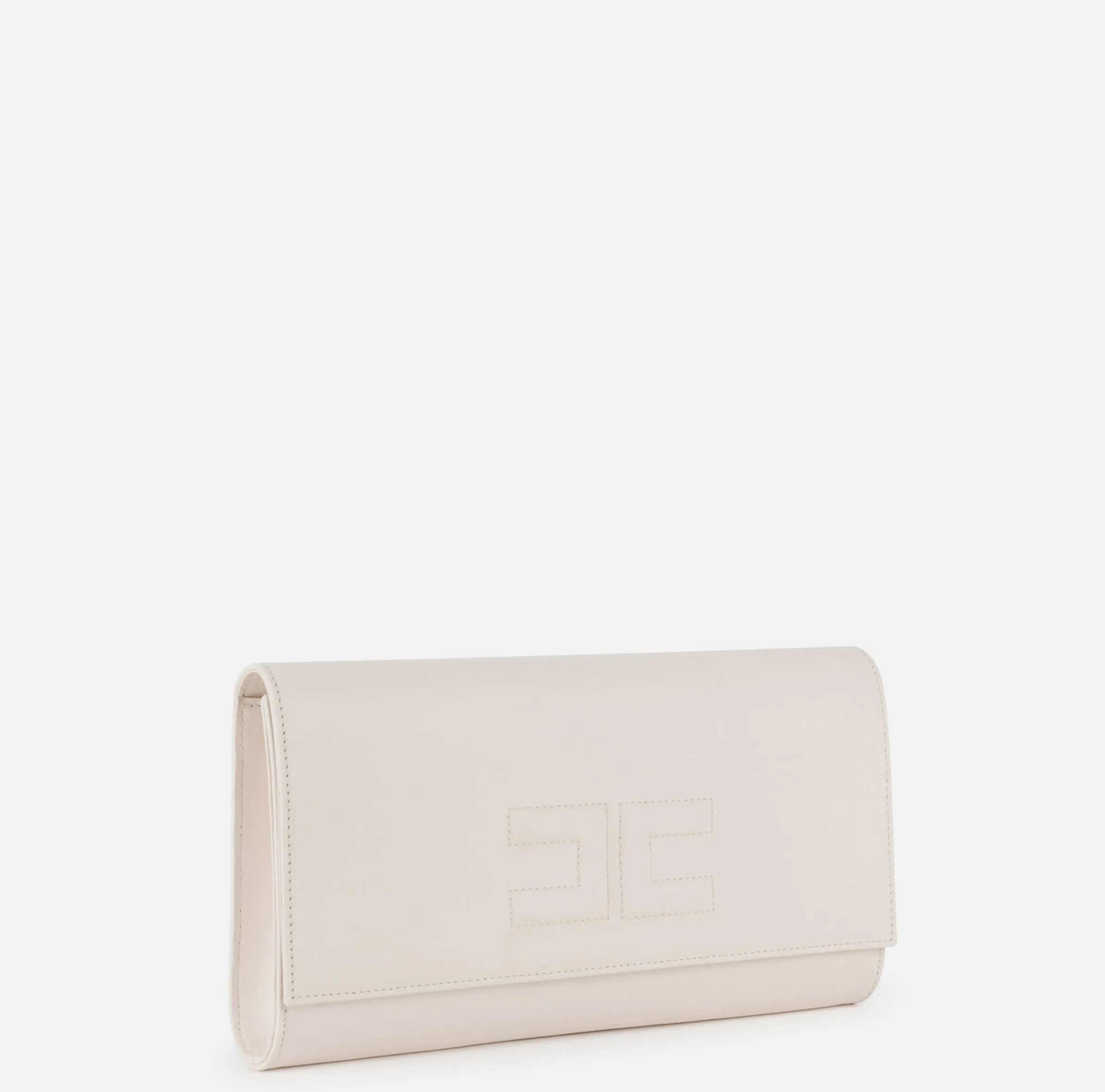 Clutch baguette in nappa con logo embossed