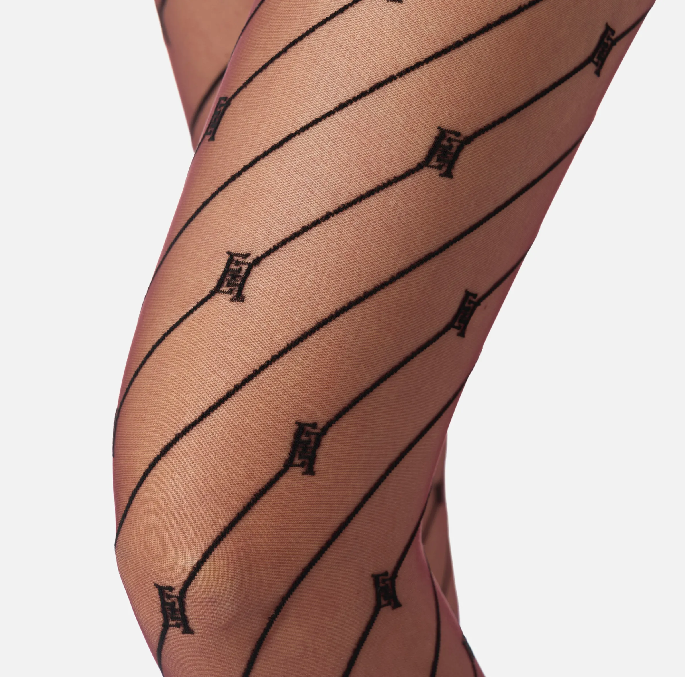 Collant con riga diagonale e logo