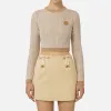 Crop top in lana con filo paillettes