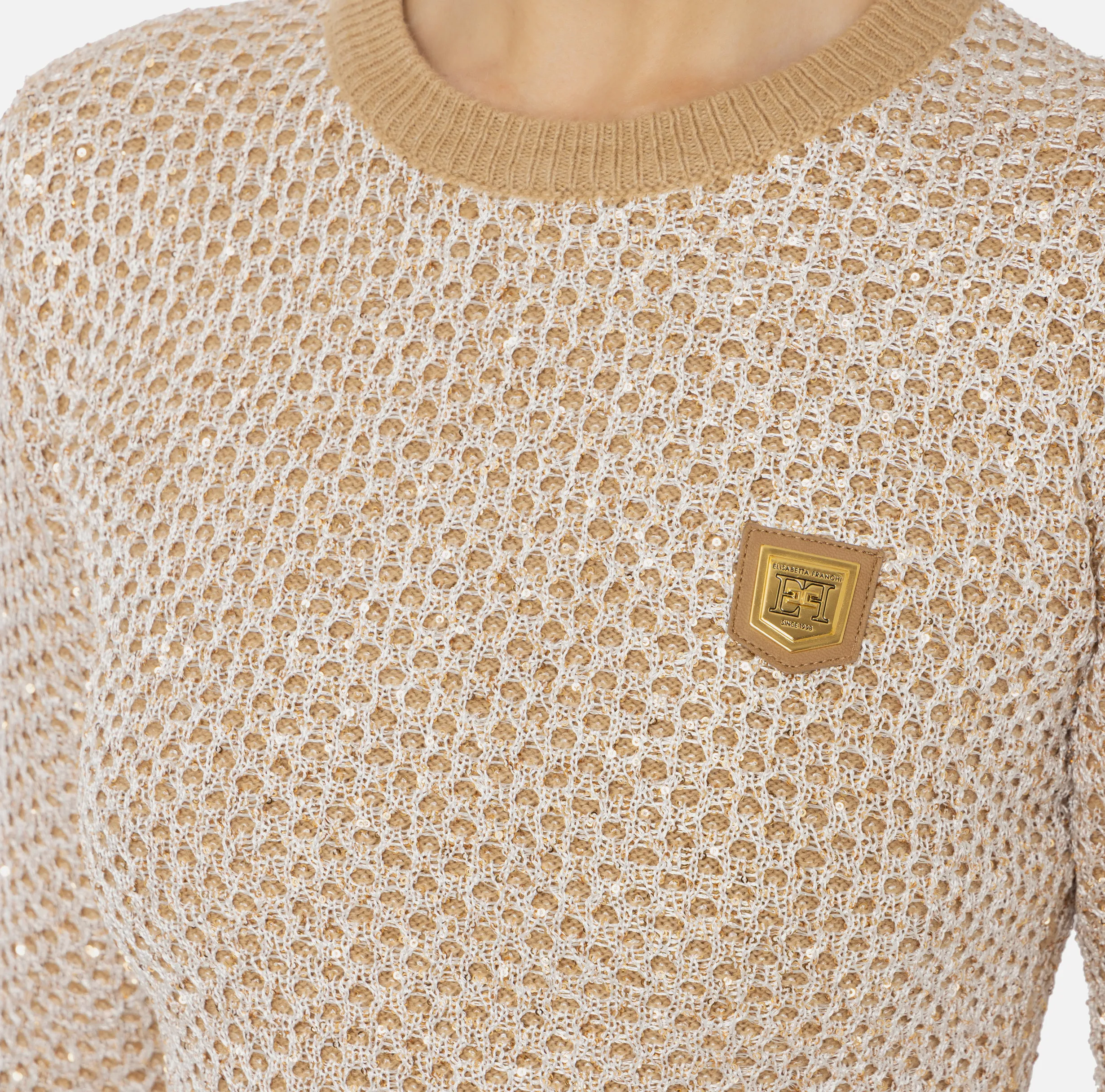 Crop top in lana con filo paillettes