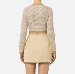 Crop top in lana con filo paillettes