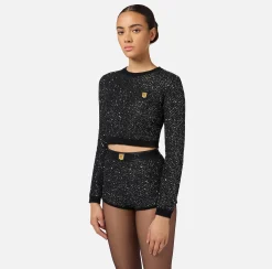 Crop top in lana con filo paillettes
