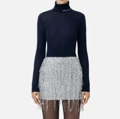 Dolcevita in lana merino con logo jacquard