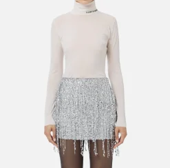 Dolcevita in lana merino con logo jacquard