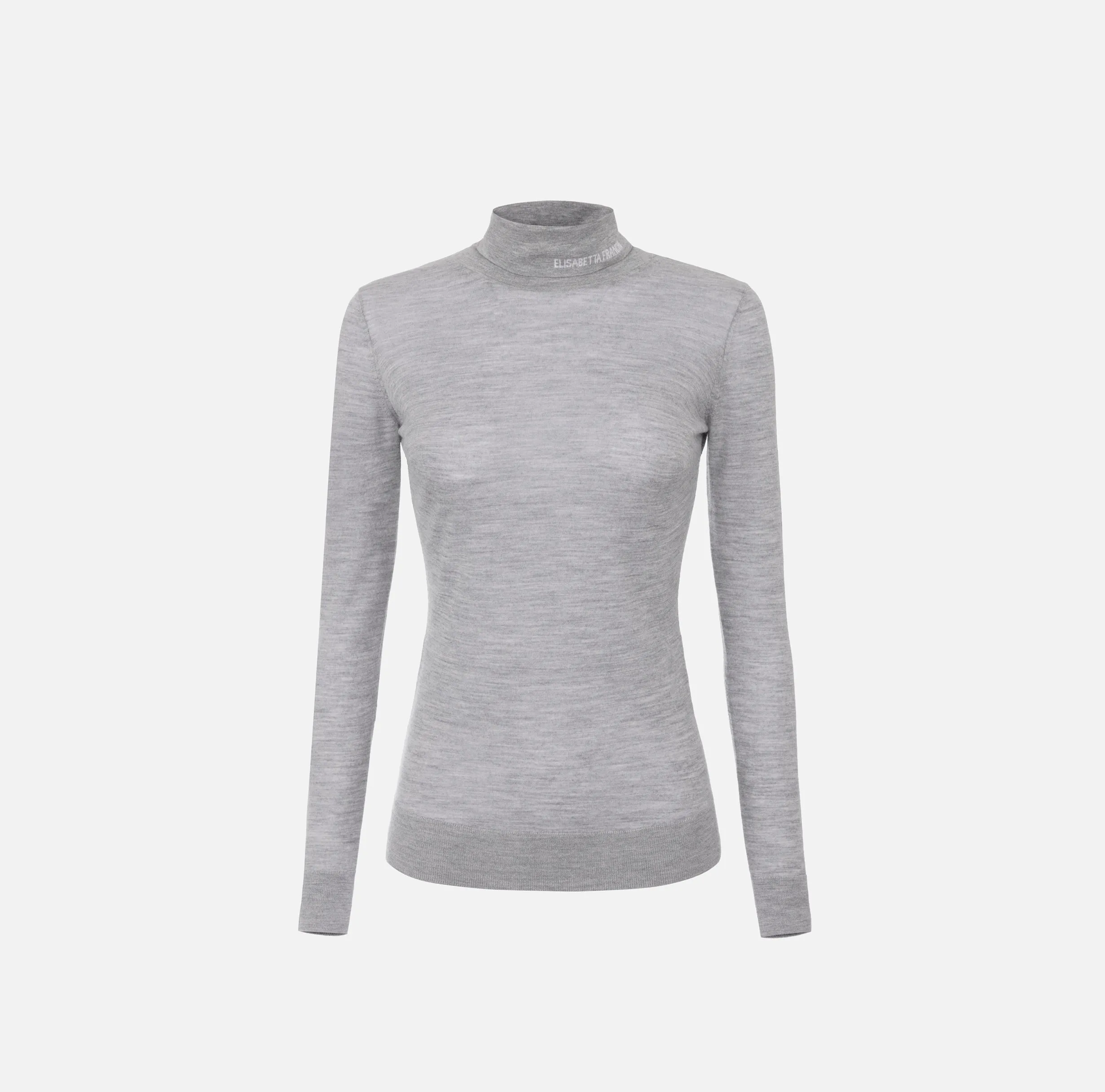 Dolcevita in lana merino con logo jacquard