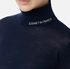 Dolcevita in lana merino con logo jacquard