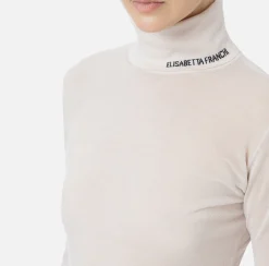Dolcevita in lana merino con logo jacquard