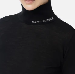 Dolcevita in lana merino con logo jacquard