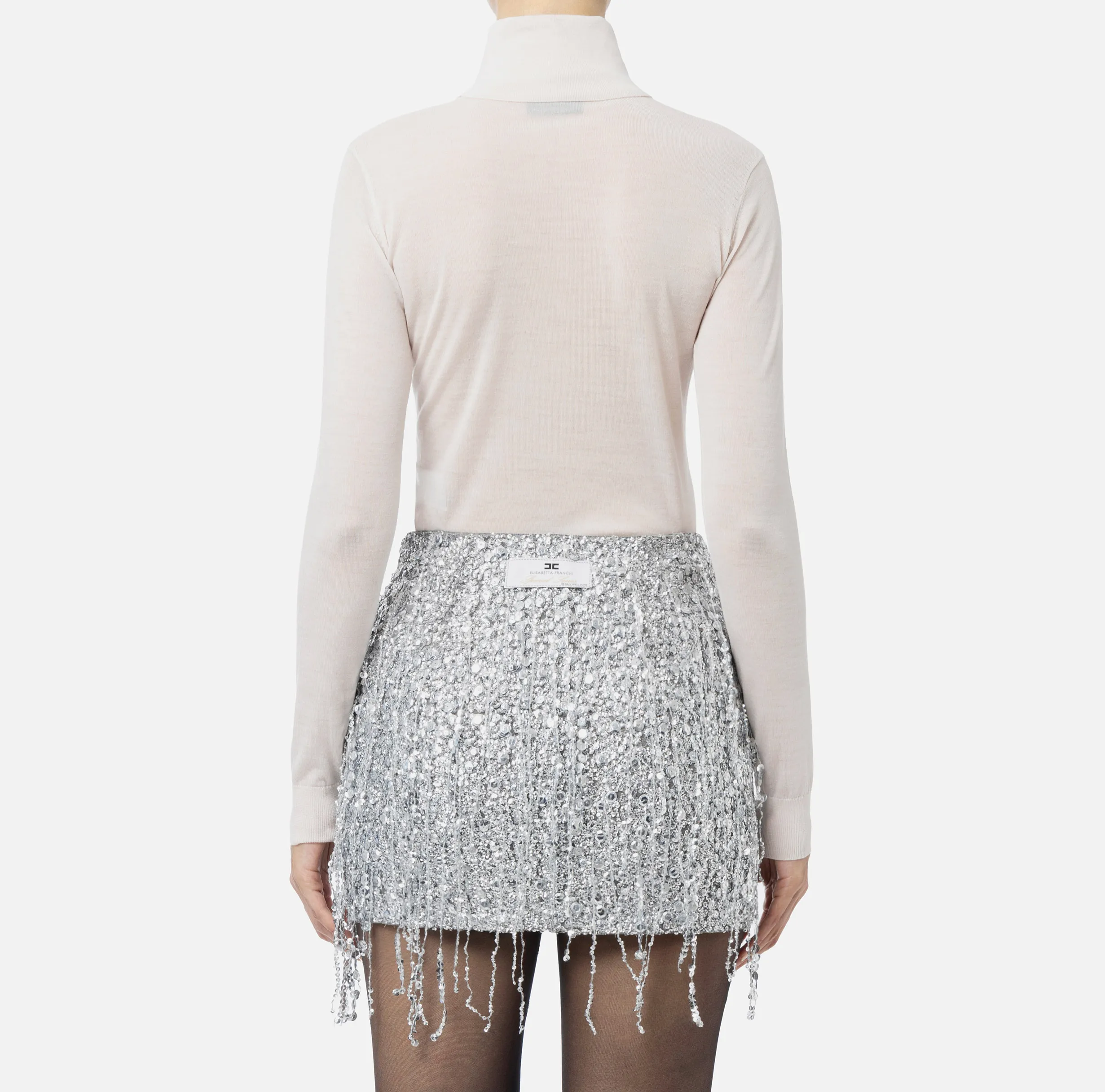 Dolcevita in lana merino con logo jacquard