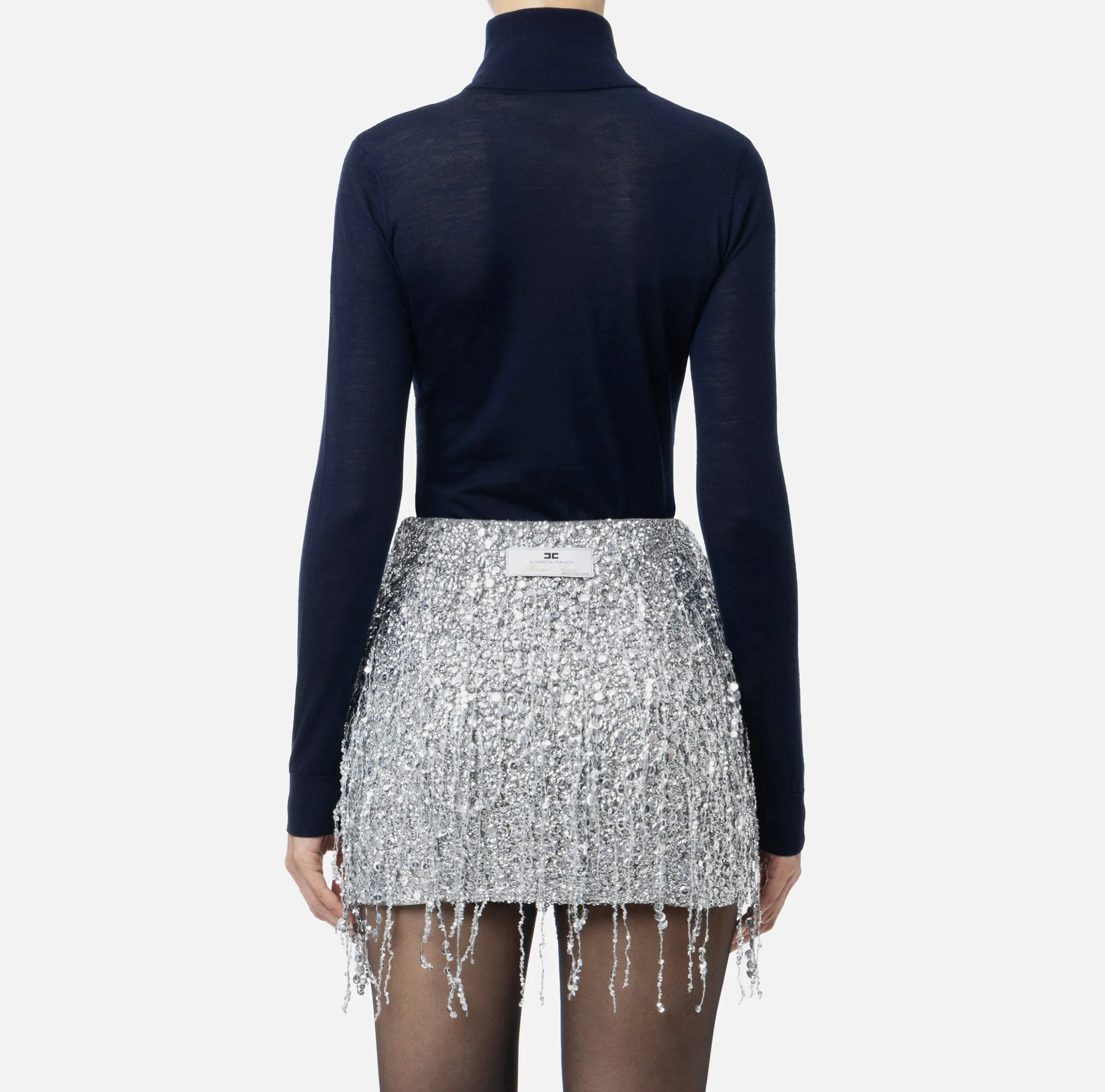 Dolcevita in lana merino con logo jacquard