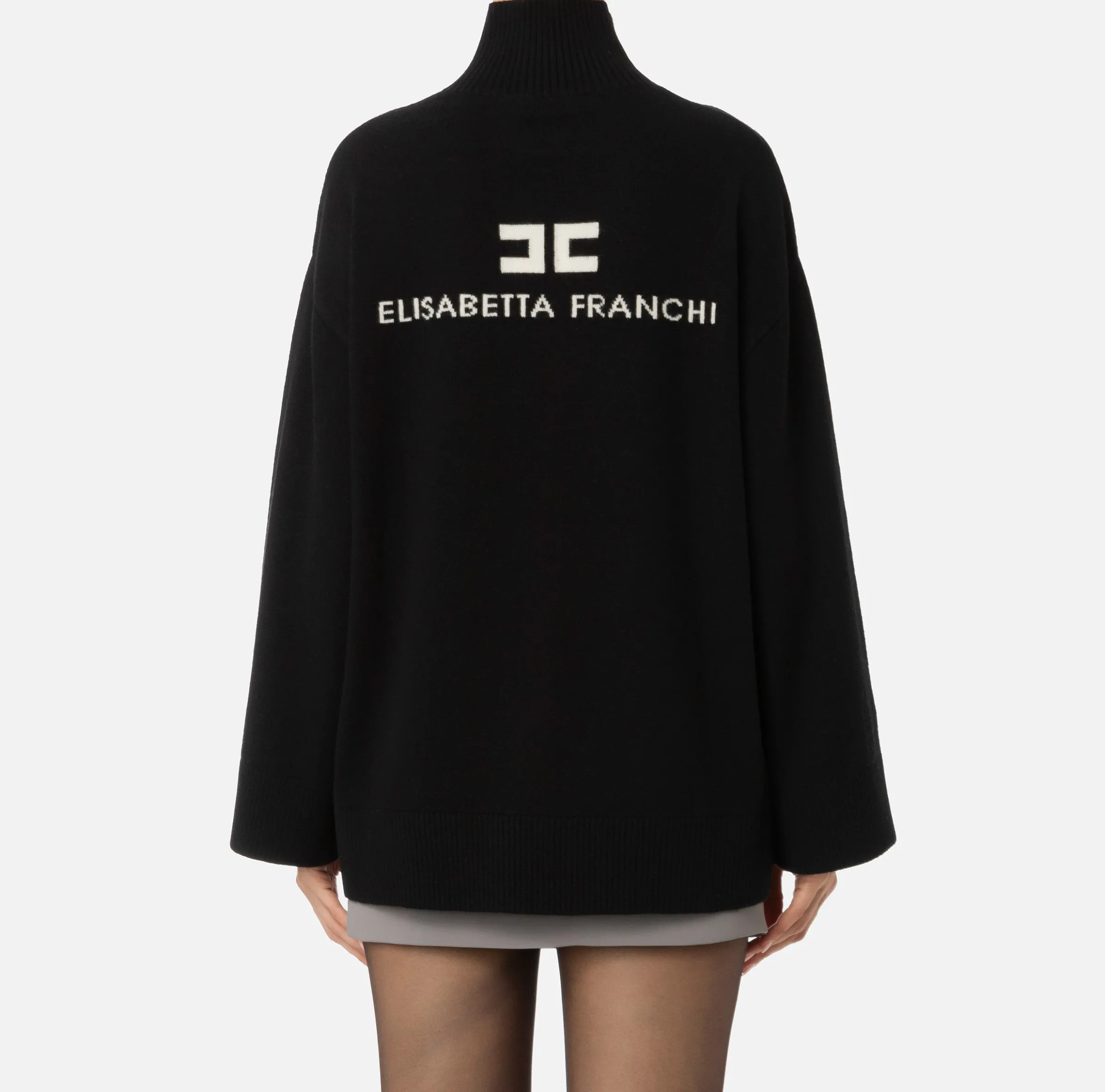 Dolcevita in misto cashmere con logo