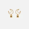 Earcuff con doppia anella e charms logo in ottone