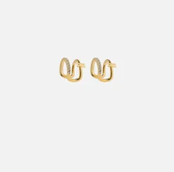 Earcuff in metallo con doppia anella logo e strass