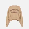 Felpa cropped in cotone con logo college