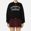Felpa cropped in cotone con logo college