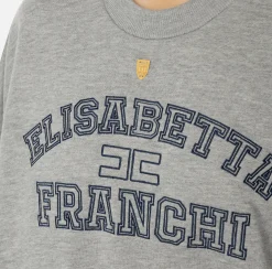 Felpa cropped in cotone con logo college