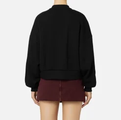 Felpa cropped in cotone con logo college