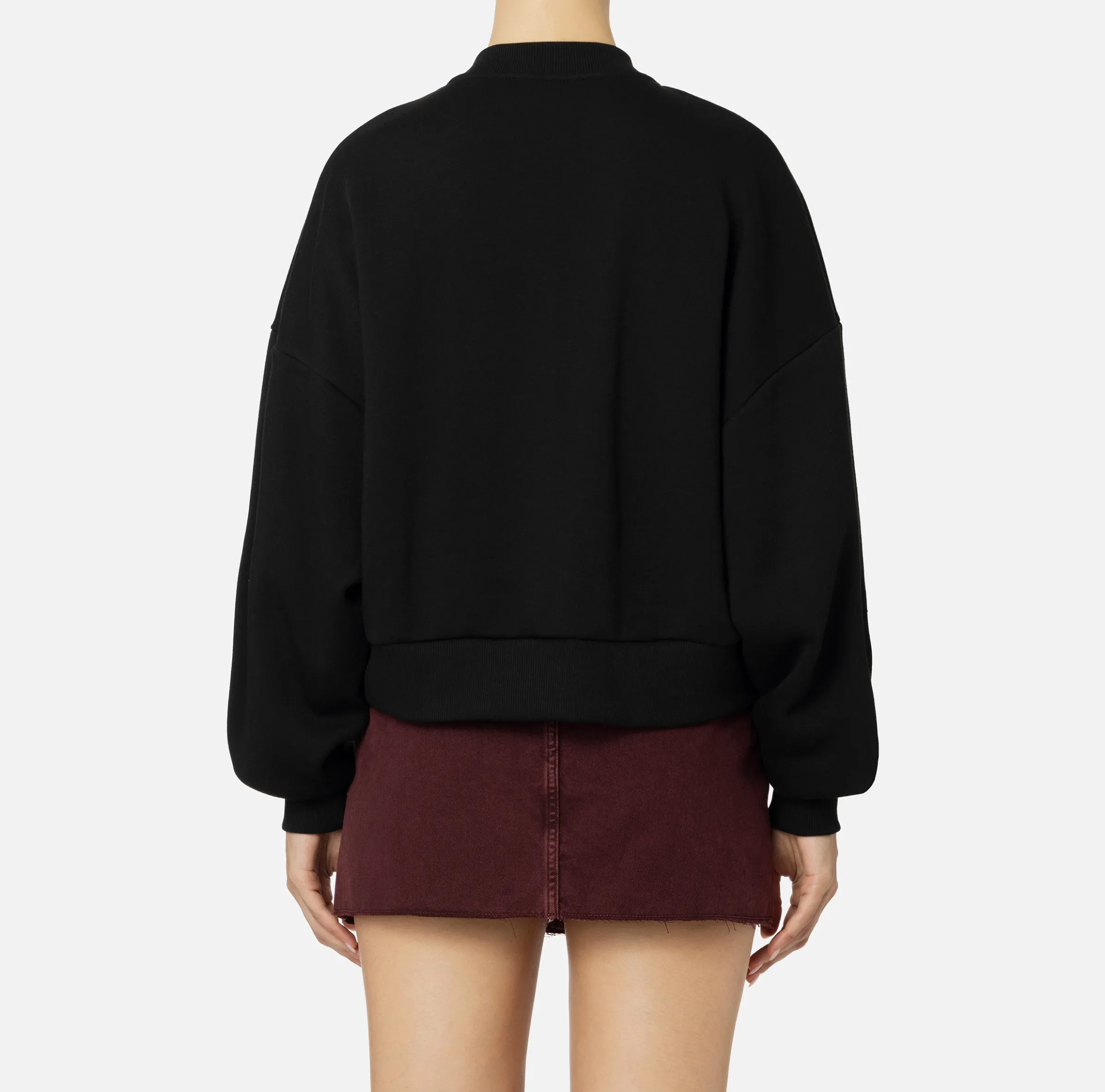 Felpa cropped in cotone con logo college