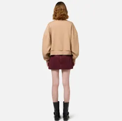 Felpa cropped in cotone con logo college