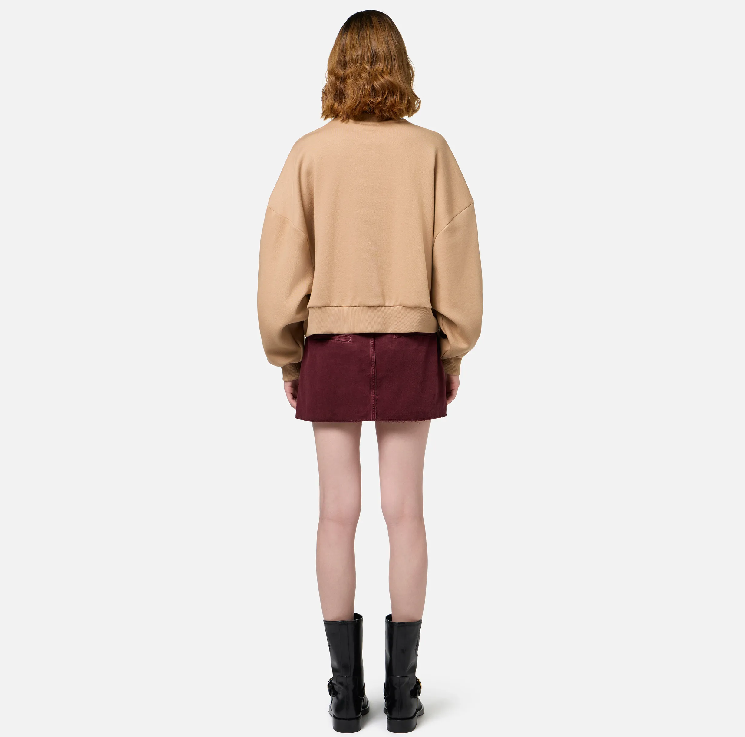 Felpa cropped in cotone con logo college
