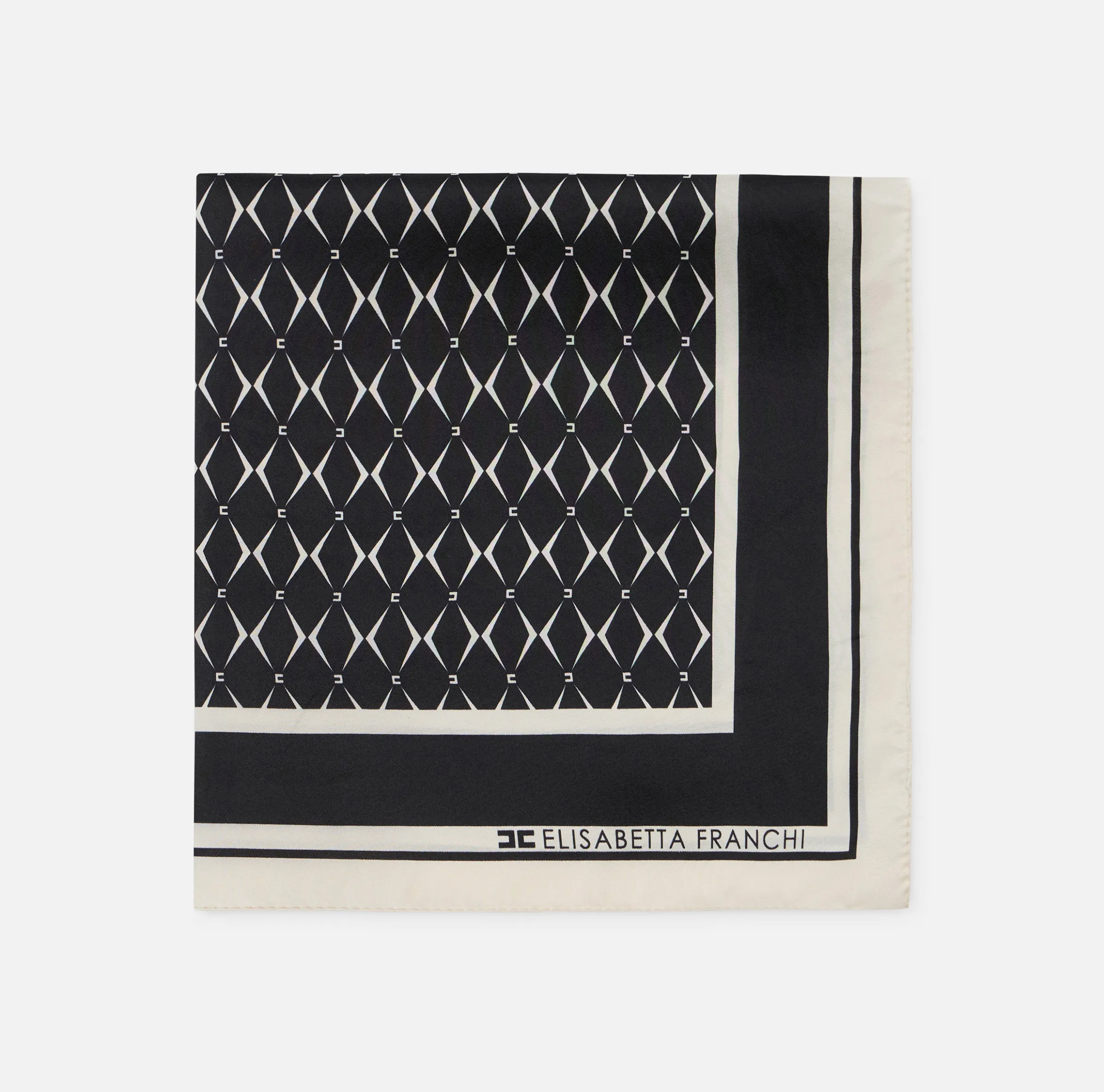 Foulard in seta con pattern rombo e logo